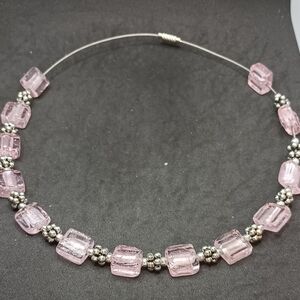 Chic Pink and Silver Cube Necklace
